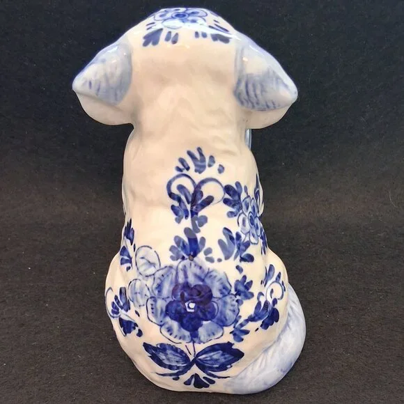 Vintage Delft Blue Ceramic Dog Coin Bank – Hand Painted Blue & White Collectible - Picture 2 of 12
